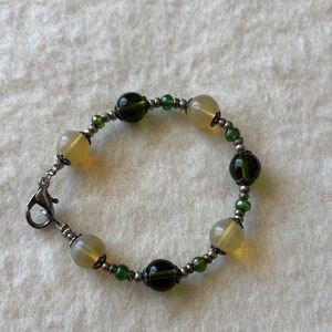 Elegant Green and Yellow Beaded Bracelet